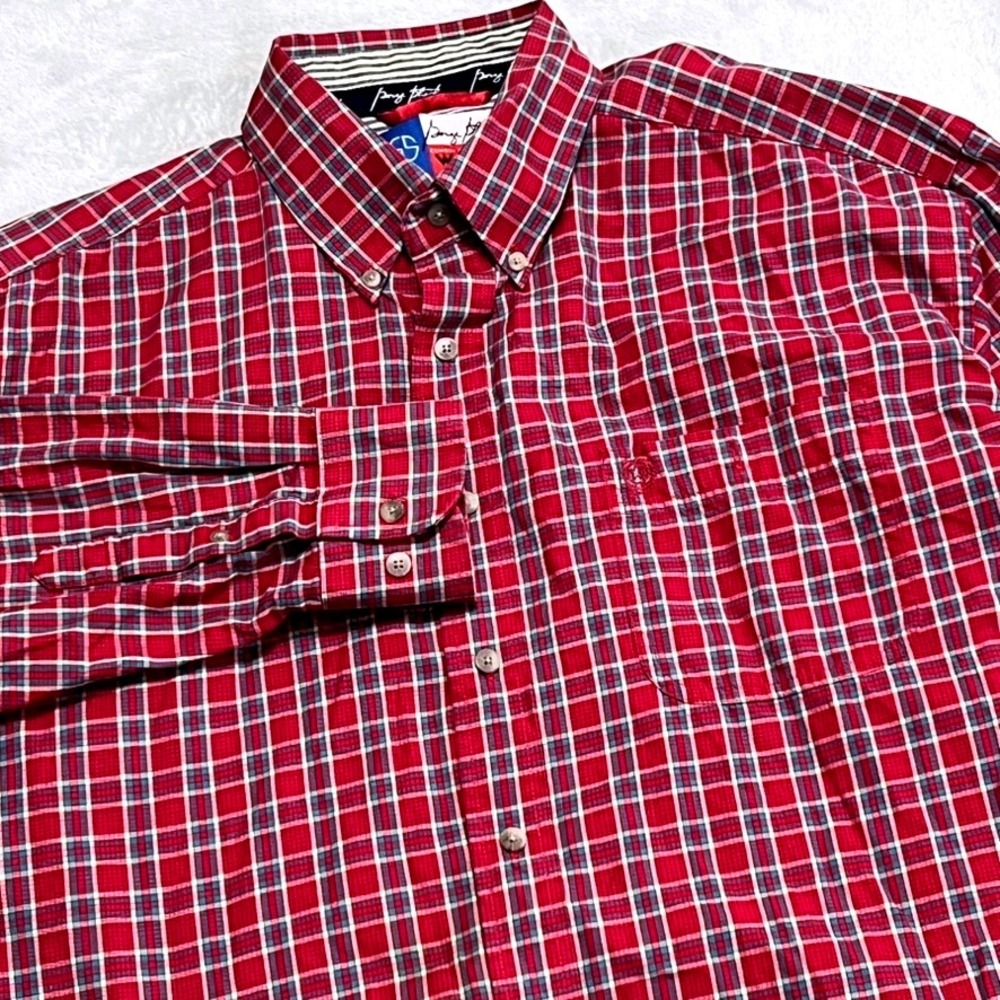 Wrangler Cowboy Cut Collection Mens Red Plaid Button Up Shirt SEE MEASUREMENTS